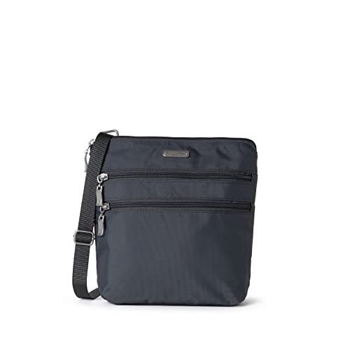 Baggallini Damen Bag Essential Crossbody-Tasche Integrierter RFID-Kartenhalter – Cross-Body-Geldbörse mit schnell zugänglichem Handyfach, Dunkles grau von Baggallini