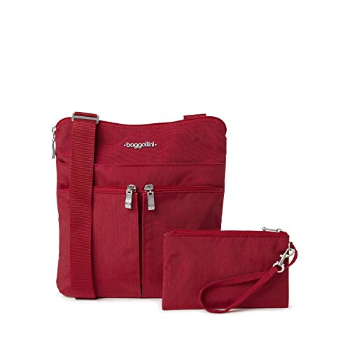 Baggallini Damen Horizon Crossbody-Tasche, 25,4 X 26,7 cm, Leicht, Wasserabweisend, Nylon, RFID-geldbörse, Handtasche, mit Armband im Lieferumfang Enthalten Umwandelbare Umhängetasche, Apfel, 39.5 EU von Baggallini