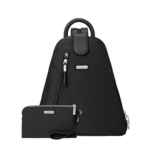 Baggallini Damen Metro Backpack with RFID Wristlet Handtaschen, Schwarz von Baggallini