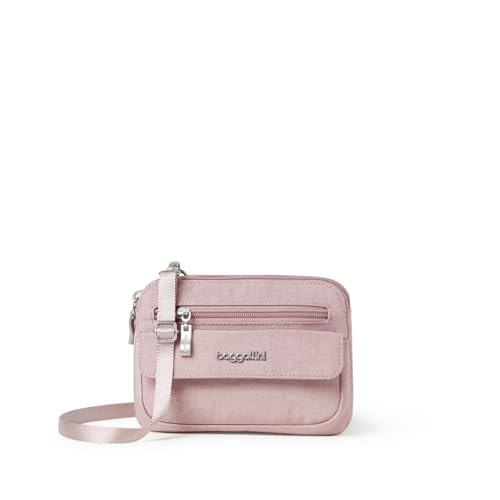 Baggallini Damen umhängetasche, 17,8 X 2,2 X 14,9 cm, Kleine Geldbörse, Reisetasche, Schnellzugriffstasche Modern Everywhere Mini, Blush Shimmer von Baggallini