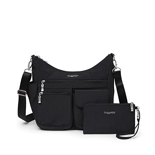 Baggallini Damen Umhängetasche, 27,9 X 22,9 X 11,4 cm, RFID-hobo-Tasche Modern Everywhere Bag, Schwarz von Baggallini