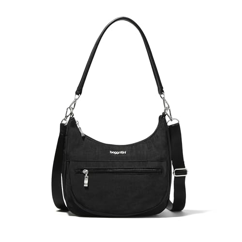 Baggallini Damen Halbmondtasche, 27,9 X 26,7 cm, Schultertasche, Austauschbaren Riemen, Verwandelt Sich in Eine Umhängetasche Moderne Halbmond-Tasche, Schwarz von Baggallini