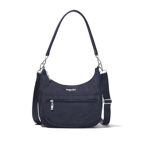 Baggallini Damen, 27,9 X 26,7 cm, Schultertasche, Austauschbaren Riemen, Verwandelt Sich in Eine Umhängetasche Moderne Tasche, Halbmondtasche, French Navy von Baggallini