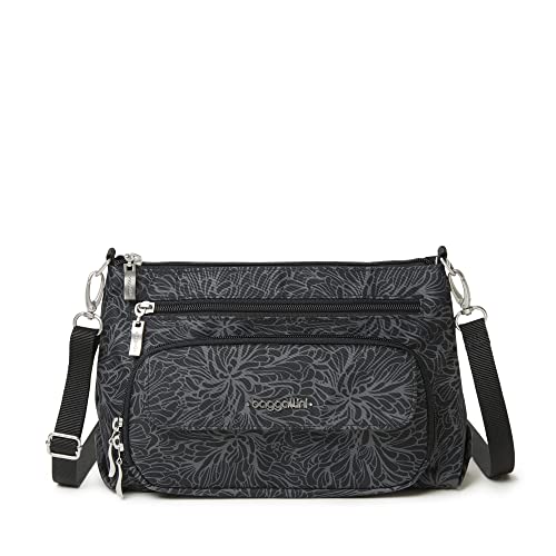 Baggallini Damen Original RFID Everyday Crossbody Bag, Midnight Blossom von Baggallini