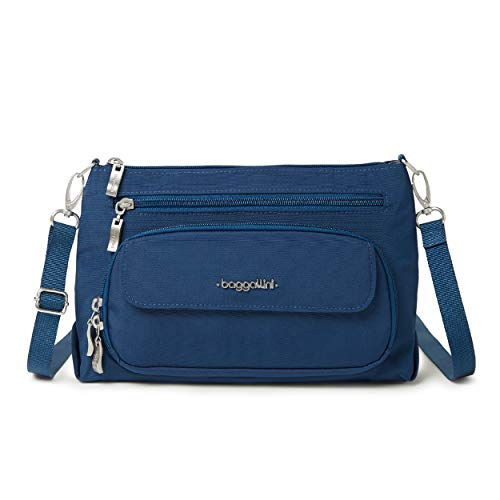Baggallini Damen Umhängetasche geschützt, Leicht, Nylon, Reißverschluss, 28 X 19 cm Original RFID Everyday Crossbody Bag, Pazifik von Baggallini