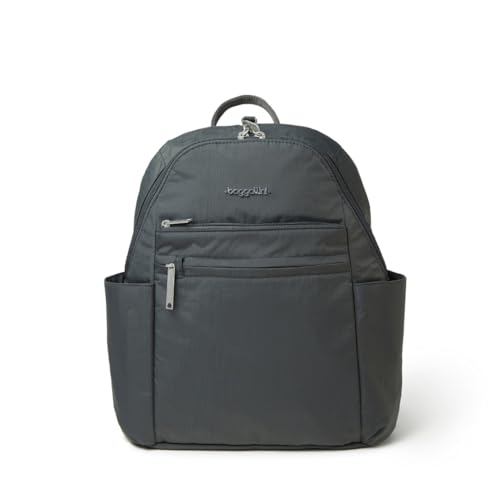Baggallini Damen Securtex Anti-Theft Vacation Travel Backpack 10x13 Slash-Resistant Nylon Daypack W/Locking Zippers & RFID Protection Rucksack, Dunkelgrau Baggallini Damen Securtex Anti-Theft Vacation Travel Backpack 10x13 Slash-Resistant Nylon Daypack W/Locking Zippers & RFID Protection Rucksack, Dunkelgrau von Baggallini