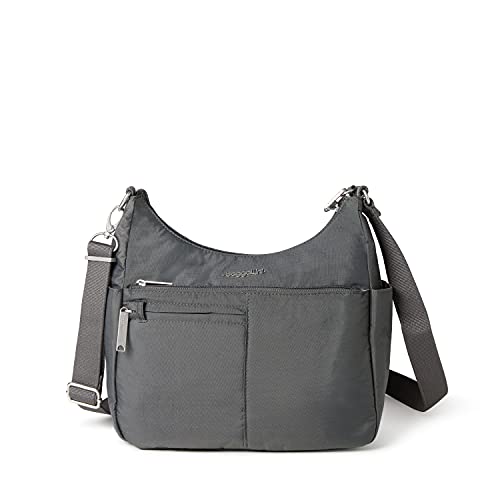 Baggallini Damen Securtex Umhängetasche mit Diebstahlschutz Crossbody, anthrazit von Baggallini