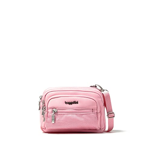 Baggallini Damen Tasche mit 3 Reißverschlüssen, Blush Neopren von Baggallini