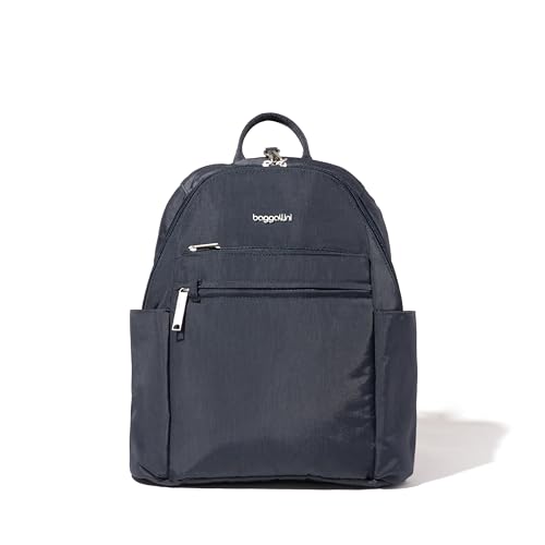 Baggallini Damen Theft Vacation Travel Backpack 10x13 Slash-Resistant Nylon Daypack W/Locking Zippers & RFID Protection Securtex Anti-Diebstahl-Urlaubsrucksack, French Navy, Einheitsgröße von Baggallini
