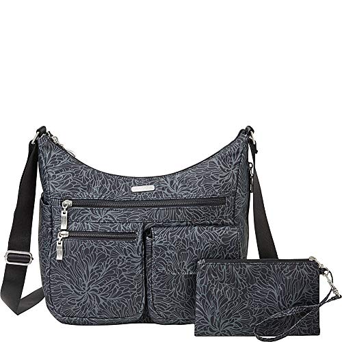 Baggallini Damen Überall Tasche mit RFID-Funktion Hobo Bag, Midnight Blossom von Baggallini