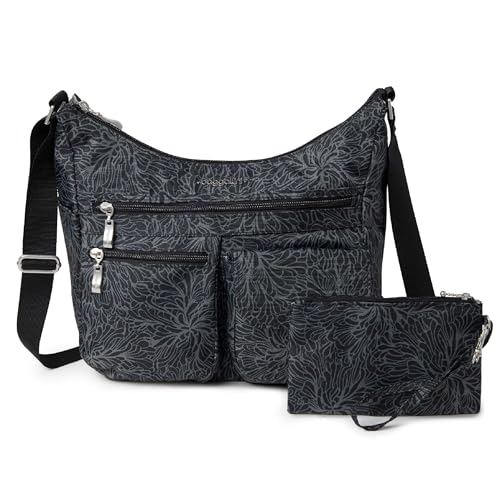 Baggallini Damen Überall Tasche mit RFID Hobo Bag, Midnight Blossom von Baggallini