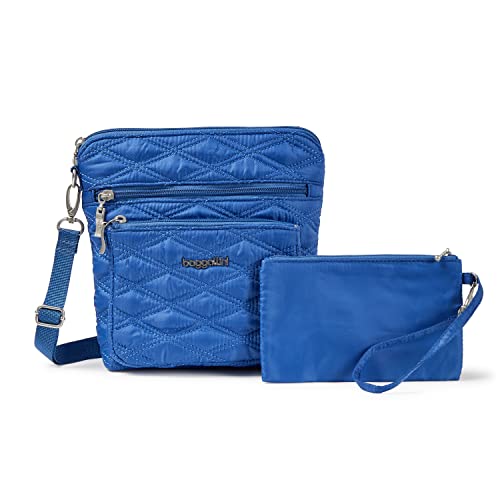 Baggallini Damen Umhängetasche Effekt Taschen-Crossbody mit RFID, Atlantic Blue Quilt von Baggallini