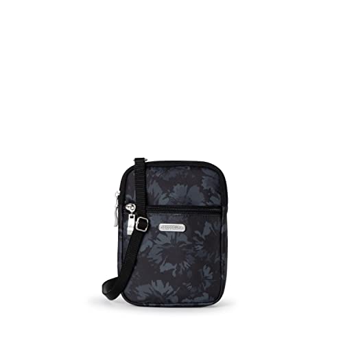 Baggallini Damen Umhängetasche Essential Mini Tasche für Frauen-Integrierter RFID-Kartenhalter-Kleine Crossbody Geldbörse mit austauschbarem Schultergurt, Midnight Garden von Baggallini