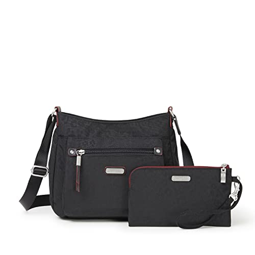 Baggallini Damen Uptown Tasche mit RFID-Handy-Armband, Schwarz (Black Cheetah) von Baggallini