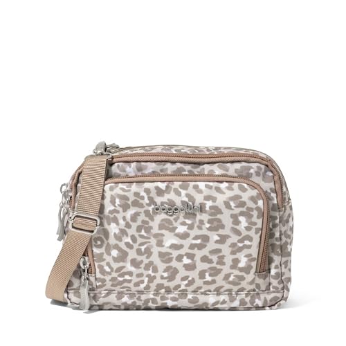 Baggallini Damen Wallet 8"x6" Convertible Fanny Pack Belt Bag for Women Trifecta RFID-Geldbörse Crossbody, Mokka-Geparden-Print von Baggallini