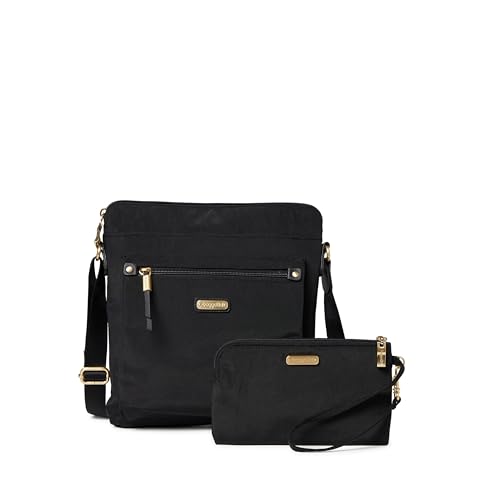 Baggallini Damen with Phone Wristlet Go Bagg mit RFID-Handy-Armband, Schwarze und Goldfarbene Hardware von Baggallini