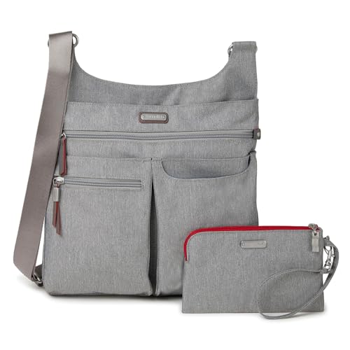 Baggallini On Track Zip Crossbody mit RFID-Handy-Armband, stone, Einheitsgröße von Baggallini