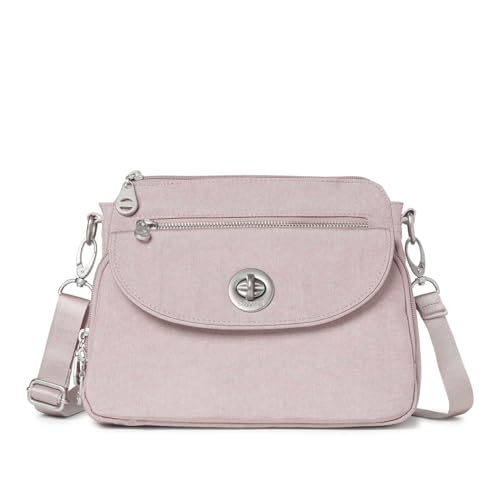 Baggallini Unisex Crossbody-Tasche für Damen, 25,4 X 17,8 cm, Leicht, Wasserabweisend, RFID-Schutz und Innenorganisation Calais Umhängetasche, Blush Shimmer von Baggallini