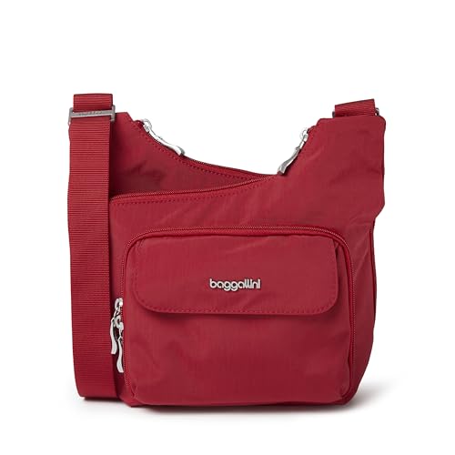 Baggallini Unisex-Erwachsene Criss Cross Crossbody-Tasche für Damen, Leicht, Wasserabweisend, Nylon, mit RFID-und Schnellzugriffstaschen, 25,4 X 27,9 cm Handtaschen, apfelgrün von Baggallini