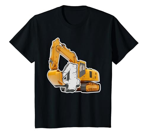 Kinder Geburtstagskind 4. Geburtstag Bagger Baustelle 4 Jahre T-Shirt von Bagger Baustelle Geburtstag Party Deko Geschenk
