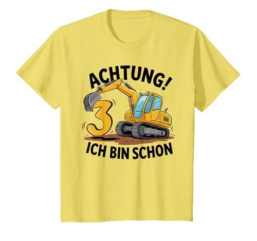 Kinder 3. Geburtstag Bagger Baufahrzeug Baustelle 3 Jahre T-Shirt von Bagger Baustelle Geburtstag Party Deko