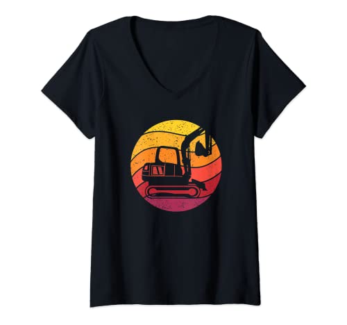 Damen Bagger Retro Style Vintage T-Shirt mit V-Ausschnitt von Bagger Kleidung & Geschenke Damen Herren Kinder