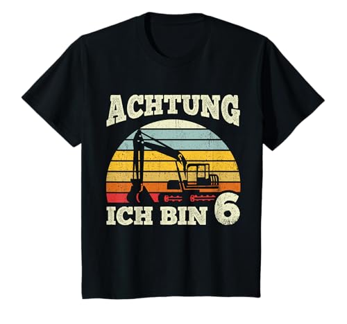 Bagger T-Shirt 6. Geburtstag Jungen 6 Jahre Shirt Baustelle T-Shirt von Bagger T-Shirt Geburtstag Jungen Geschenkidee