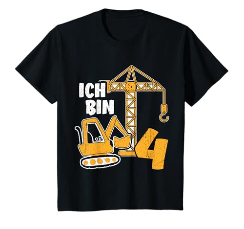 Ich bin 4 Bagger Geburtstagsshirt 4 Jahre Jungen T-Shirt von Bagger T-Shirt Geburtstag Jungen Geschenkidee