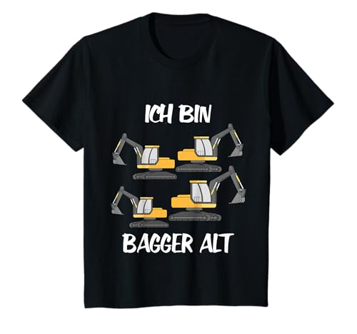 Ich bin 4 Bagger alt Jungen 4. Geburtstag Kinder Bagger T-Shirt von Bagger & Baustellen Designs für Kinder Geburtstag