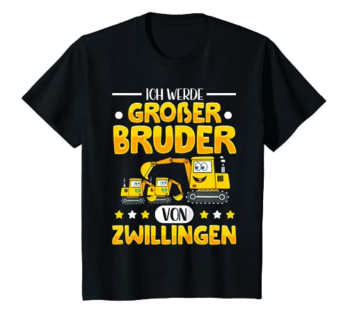Kinder Ich werde großer Bruder Zwillinge Schwangerschaft T-Shirt von Baggerfahrer Großer Bruder Geschenk Geburt