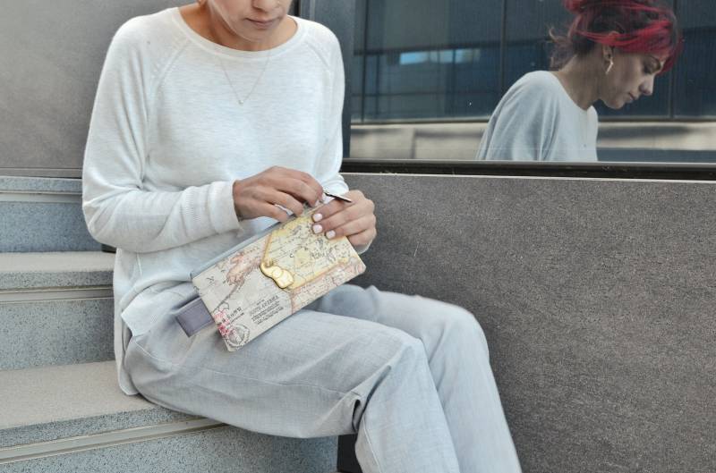 Nachhaltige Vintage Damen Geldbörse Mit Reißverschluss von BaggyBagShop