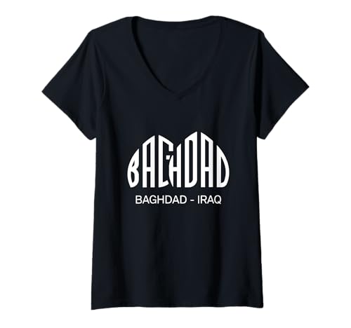 Damen Bagdad, Irak Hauptstadt Tour Touristen Iraker Urlaub T-Shirt mit V-Ausschnitt von Baghdad Iraq City Designs by Fasaza