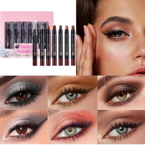 Lidschatten Stift | Schimmerstift,Lang anhaltender Highlighter Makeup Stift 6 Stück für Mädchen und Frauen Lidschatten Stift | Schimmerstift,Lang anhaltender Highlighter Makeup Stift 6 Stück für Mädchen und Frauen von Bagiaope