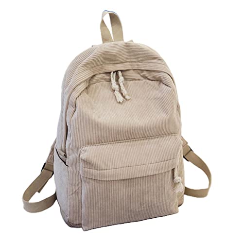 Bagima Rucksack Rucksack Schule Farbe Weicher Cord Rucksack für Mädchen Im Teenageralter Schulrucksack Gestreifter Mehrzweckrucksack von Bagima