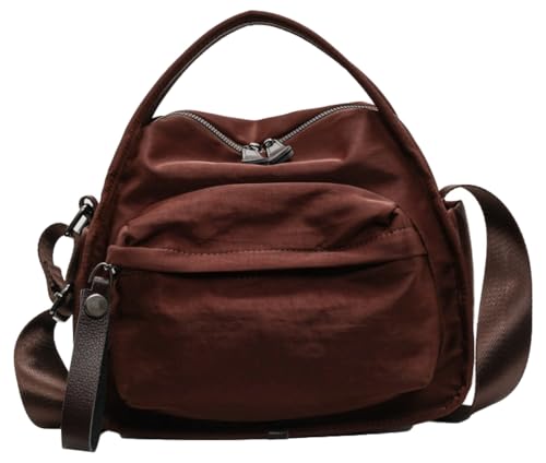 Lässige Nylon-Vordertasche, Handtasche, leicht, große Kapazität, Umhängetasche, Outdoor-Schultertasche für Damen 2025, Kaffee von Bagkeak