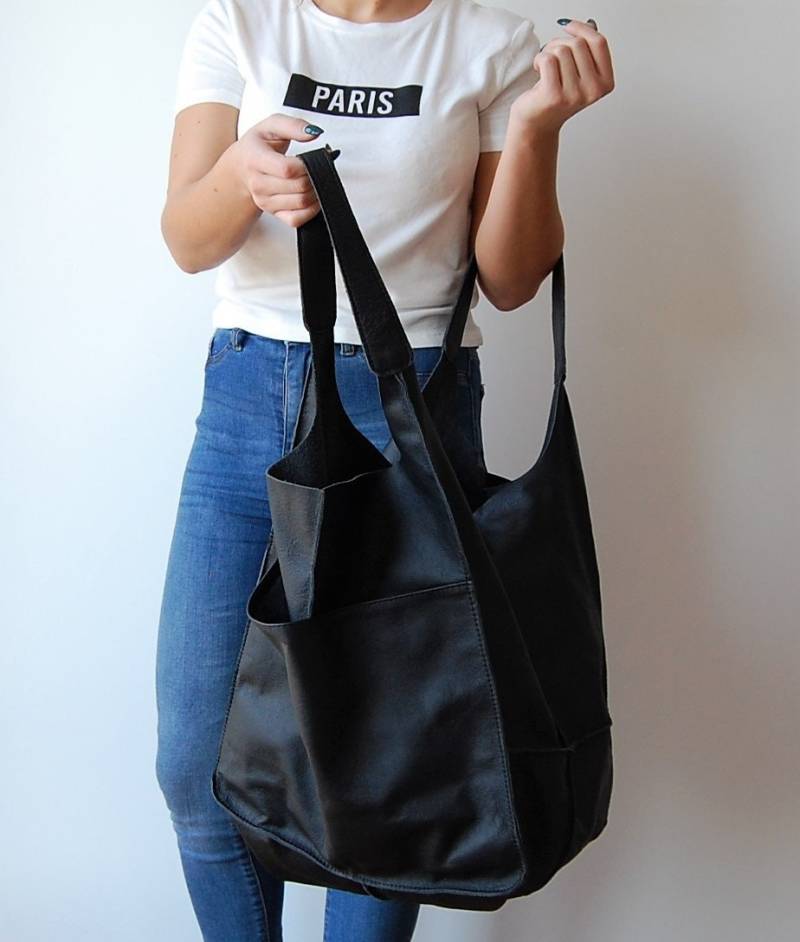 Eine Große Einkaufstasche, Tasche, Weekender Handtasche, Damentasche, Geräumige Naturleder von BagooPL