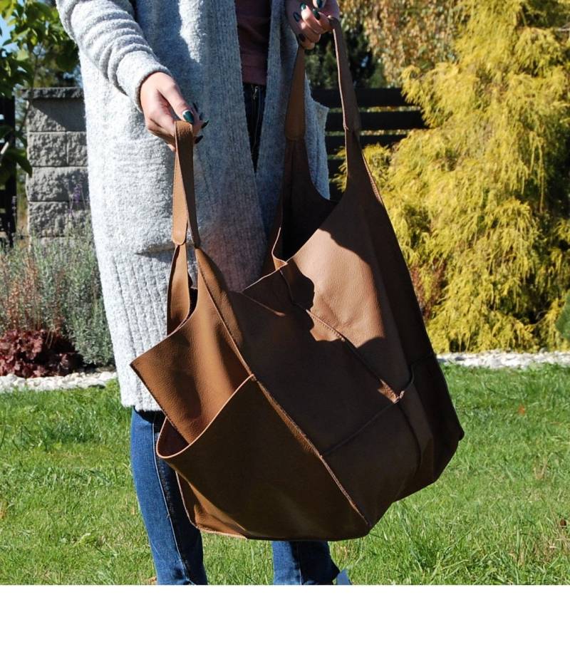 Große Handtasche, Weekender Tasche, Eine Große Einkaufstasche, Damentasche, Geräumige Ledertasche von BagooPL