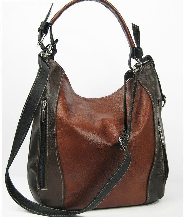 Torebka Skórzana Z Zamkami Skóra Naturalna von BagooPL