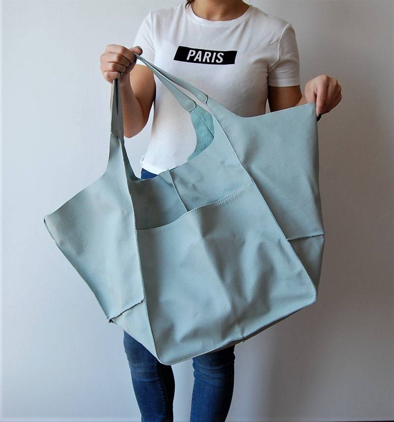 Weekender Tasche, Große Handtasche, Eine Einkaufstasche, Damentasche, Geräumige Naturleder von BagooPL