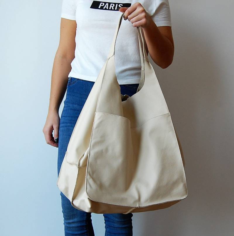 Weekender Tasche, Große Handtasche, Eine Einkaufstasche, Damentasche, Geräumige Naturleder von BagooPL