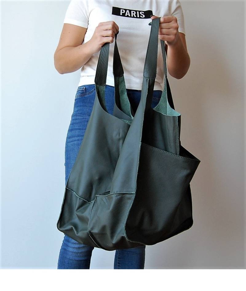 Weekender Tasche, Große Handtasche, Eine Einkaufstasche, Damentasche, Geräumige Naturleder von BagooPL