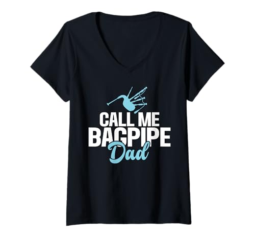 Damen Dudelsackspieler Call me Dudelsack Dad T-Shirt mit V-Ausschnitt von Bagpipe Gifts & Bagpiper Gifts