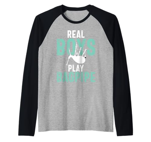 Real Boys Spielen Dudelsack Junge Dudelsackspieler Raglan von Bagpipe Gifts & Bagpiper Gifts