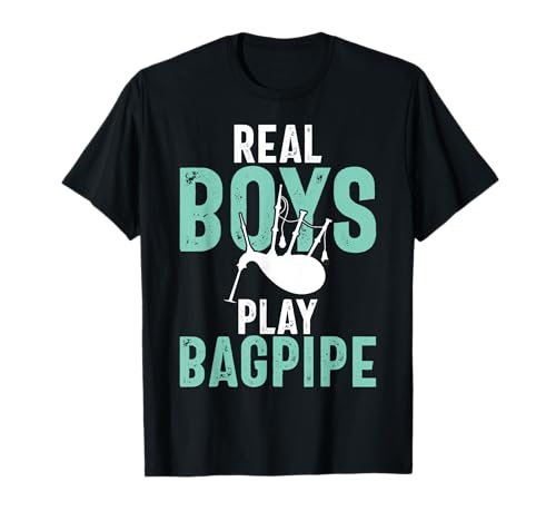 Real Boys Spielen Dudelsack Junge Dudelsackspieler T-Shirt von Bagpipe Gifts & Bagpiper Gifts