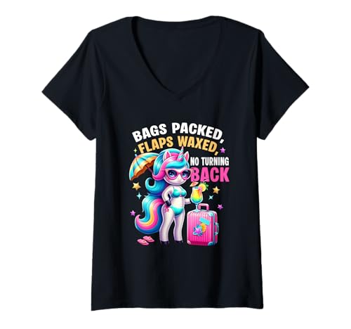 Damen Taschen verpackte Klappen gewachst kein Zurückdrehen peinlich Erwachsene T-Shirt mit V-Ausschnitt Damen Taschen verpackte Klappen gewachst kein Zurückdrehen peinlich Erwachsene T-Shirt mit V-Ausschnitt von Bags Packed Flaps Waxed No Turning Back