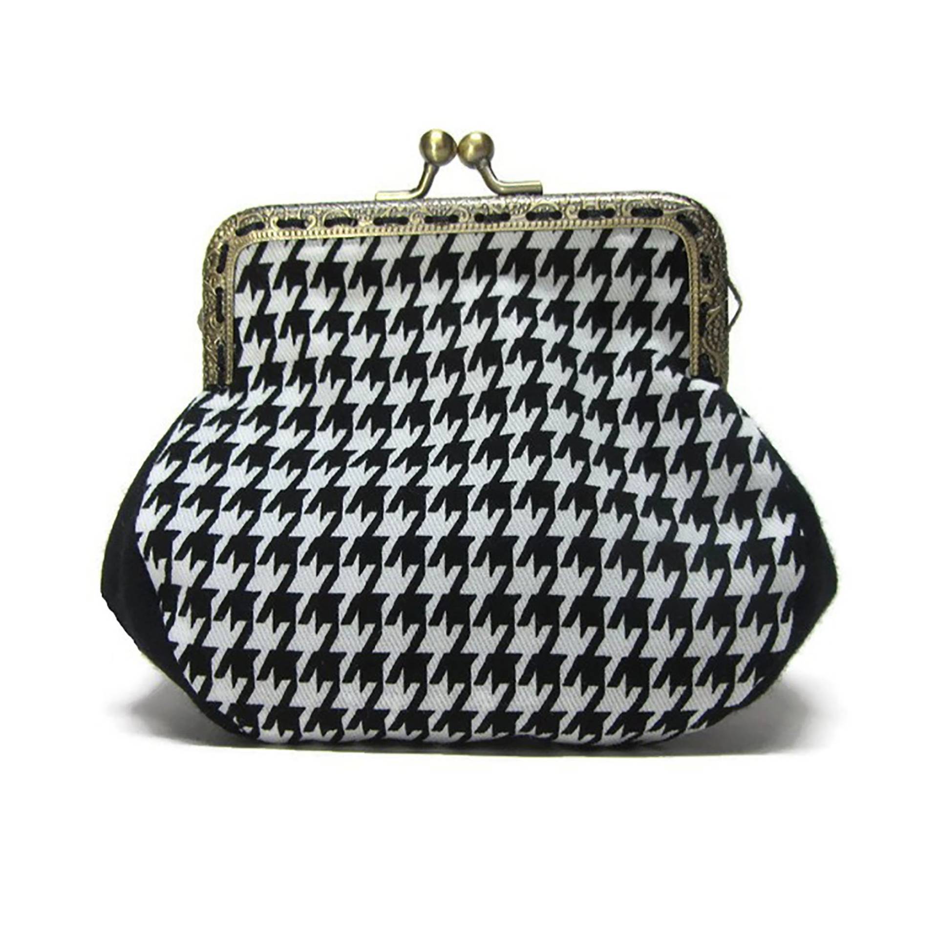 Vintage-Inspirierte Schwarz-Weiße Hahnentritt-Geldbörse Von Loli. Von Hand Geklebter Und Genähter Metallverschluss. Rockabilly. Retro.girly Vintage-Inspirierte Schwarz-Weiße Hahnentritt-Geldbörse Von Loli. Von Hand Geklebter Und Genähter Metallverschluss. Rockabilly. Retro.girly von BagsByLoli
