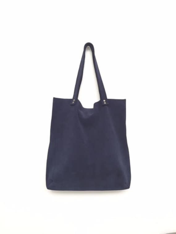Blaue Wildledertasche, Blaue Ledertasche, Blaue Lederhandtasche von BagsByPancha