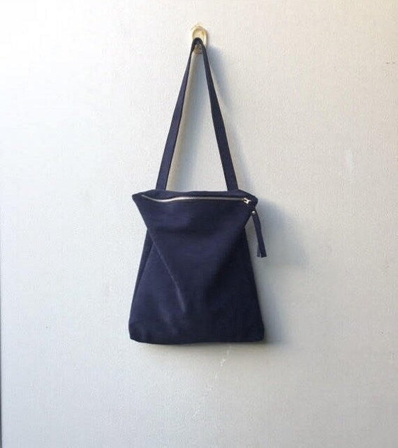 Blaue Wildledertasche, Dunkelblaue Ledertasche, Wildlederhandtasche, Reißverschlusstasche Blaue Wildledertasche, Dunkelblaue Ledertasche, Wildlederhandtasche, Reißverschlusstasche von BagsByPancha