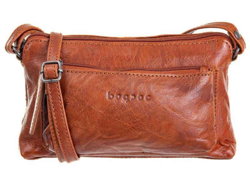 Bagsac Schultertasche Casual Damen Leder Reißverschlusstasche B487001 (ein Stück, 1-tlg., ca. B/H/T 8/12,5/21,5 cm), Innenfächer von Bagsac