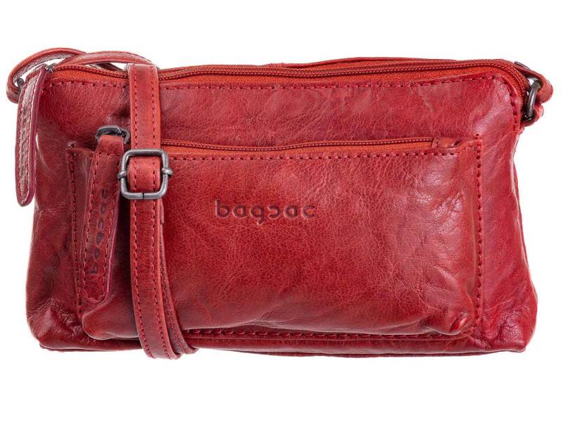 Bagsac Schultertasche Casual Damen Leder Reißverschlusstasche B487001 (ein Stück, 1-tlg., ca. B/H/T 8/12,5/21,5 cm), Innenfächer von Bagsac